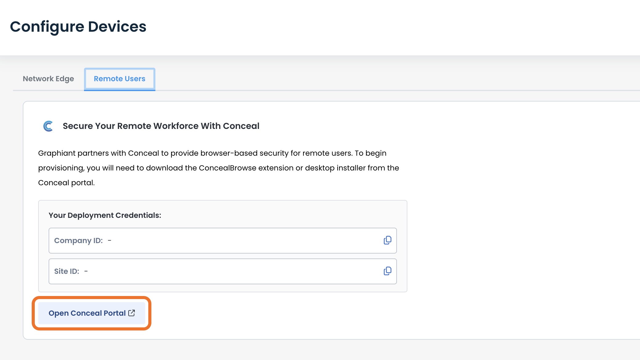 Instructions for securing remote workforce with Conceal and accessing the portal.